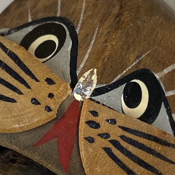 Vintage MCM Wooden Bobblehead Cat Playing Bongo Drums 4.5” Made In Japan - READ - Picture 3 of 9